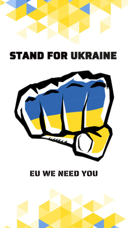 Plantilla de diseño de Stand con Ucrania con Puño Azul-Amarillo Instagram Story 