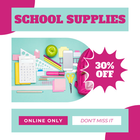 School Stationery Discount Online Only Instagram Design Template