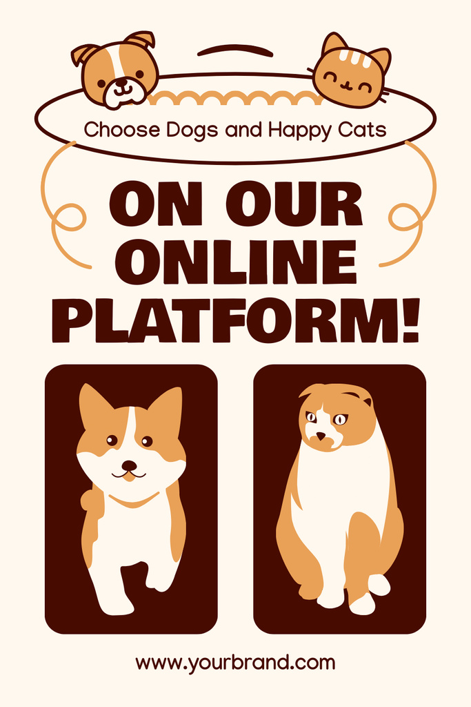 Designvorlage Online Platform for Adoption of Cats and Dogs für Pinterest