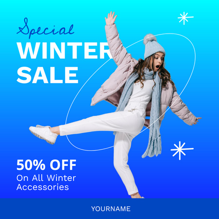 Modèle de visuel Soldes d'hiver spéciaux sur les accessoires à prix réduits - Instagram