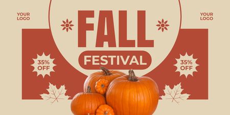 Festival de outono com abóboras e descontos Twitter Modelo de Design