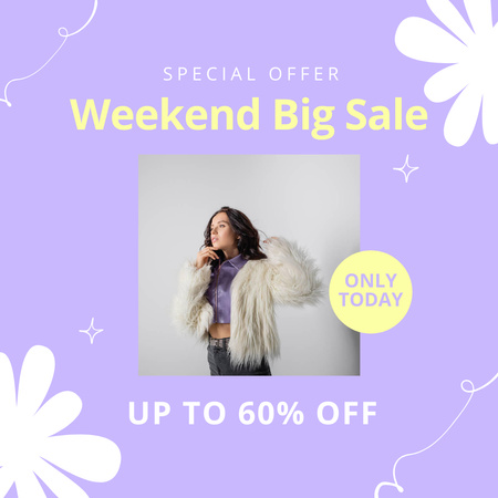 Fashion Clothes Sale Announcement with Woman Instagram Design Template