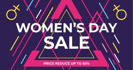 Plantilla de diseño de Women's day sale on bright pattern Facebook AD 