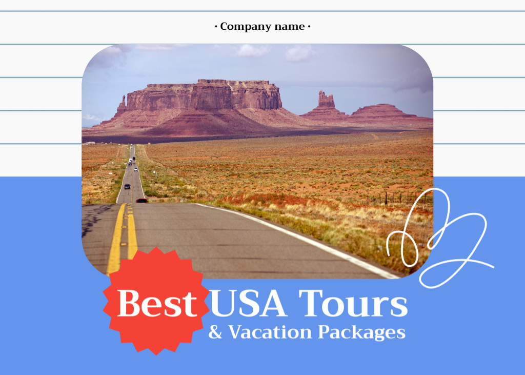 Spectacular USA Tours And Vacation Packages Offer Postcard 5x7in Πρότυπο σχεδίασης