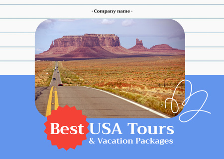 Travel Tour in USA Postcard 5x7in Design Template