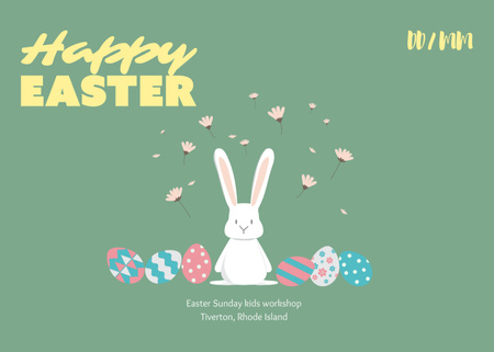 Platilla de diseño Easter Celebration with Cute Bunny and Eggs Flyer 5x7in Horizontal