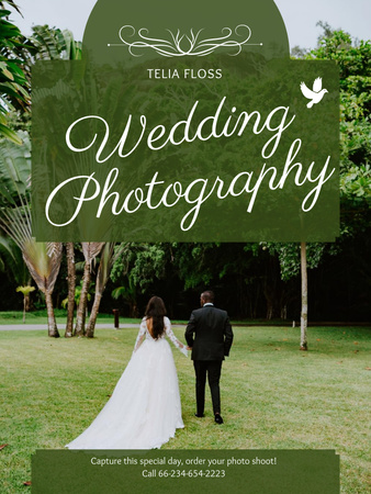 Wedding Photography Services with Beautiful Couple Poster US Design Template