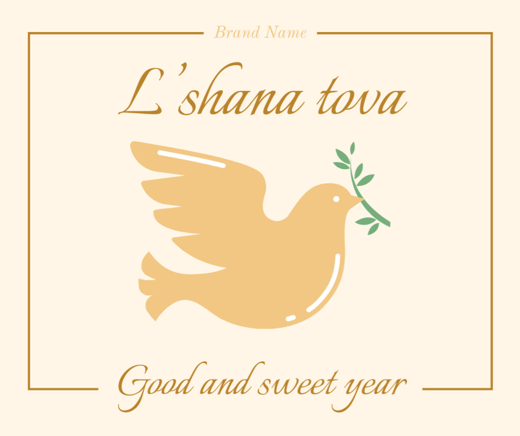 Rosh Hashanah Wishes with Pigeon with Green Twig Facebook Design Template