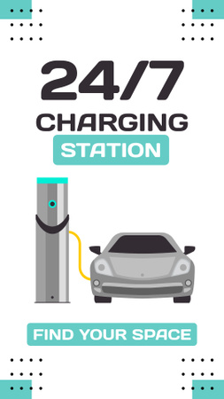 24/7 Charging for Modern Electric Vehicles Instagram Story Design Template