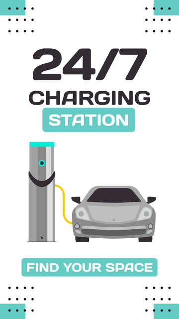 24/7 Charging for Modern Electric Vehicles Instagram Story Modelo de Design