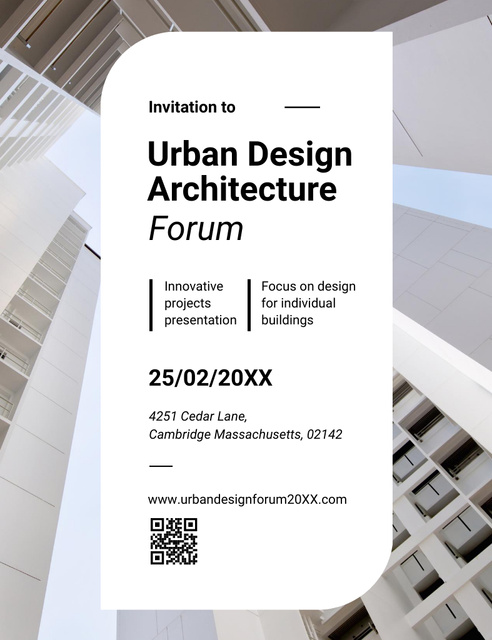 Plantilla de diseño de Modern Buildings Perspective Topic On Architecture Forum Invitation 13.9x10.7cm 