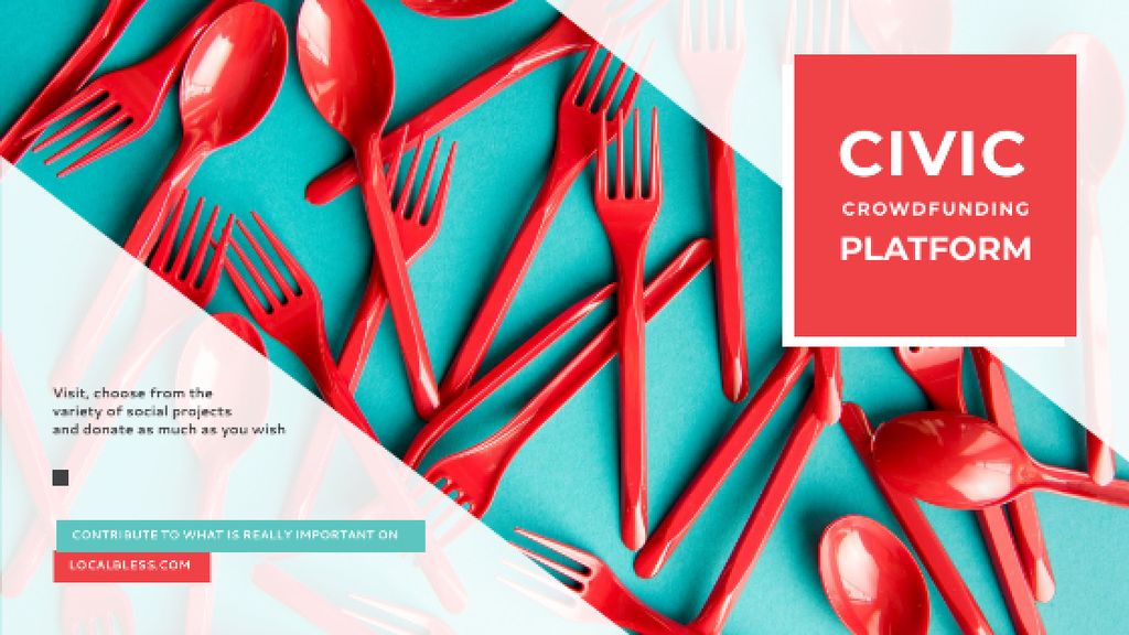 Crowdfunding Platform Red Plastic Tableware Title Šablona návrhu