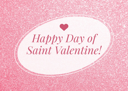 St Valentine's Day Greetings on Pink Glitter Postcard 5x7in Design Template