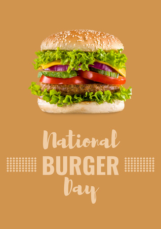 National Burger Day Announcement With Tasty Hamburger Poster A3 – шаблон для дизайну