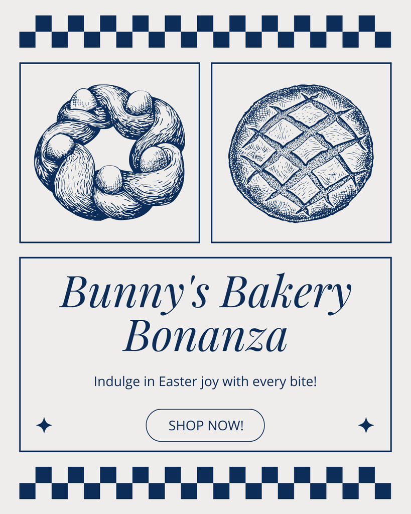 Easter Bakery Offer with Creative Sketches Instagram Post Vertical tervezősablon