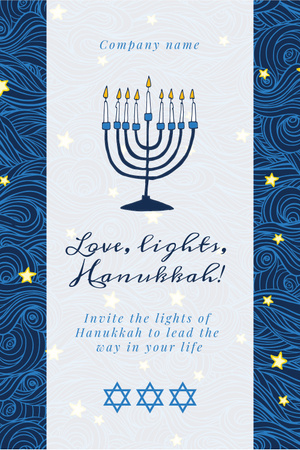 Wishes for Hanukkah Pinterest Πρότυπο σχεδίασης