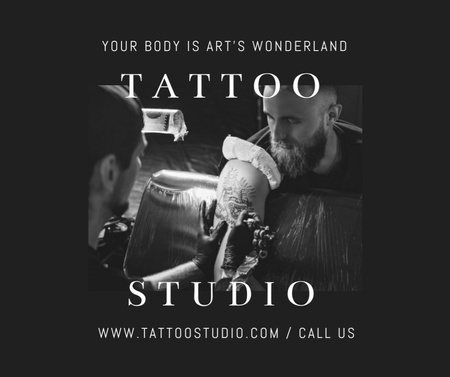 Ontwerpsjabloon van Facebook van Tattoo Studio-serviceaanbieding met inspirerend citaat