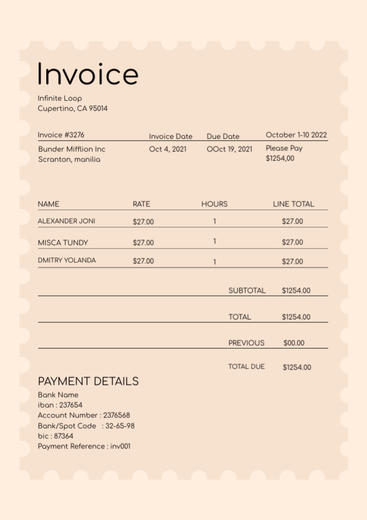 Platilla de diseño Detailed Bill for Services In Beige Invoice