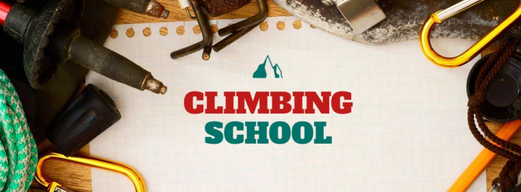 Modèle de visuel Climbing School Offer with Equipment - Facebook cover