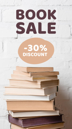 Sale Announcement with Stack of Books Instagram Story Design Template
