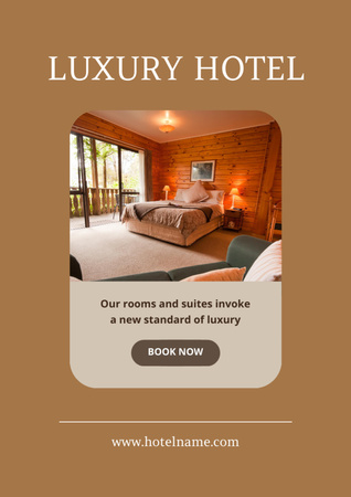 Luxury Hotel Ad with Cozy Interior Poster A3 Tasarım Şablonu