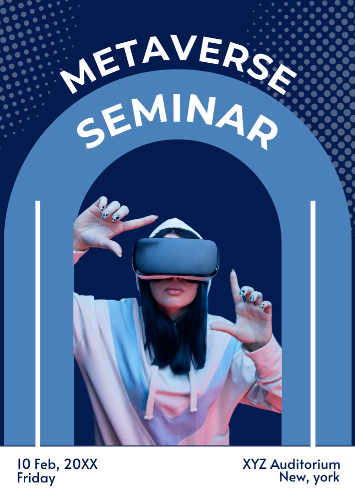 Metaverse Event Announcement With VR Glasses Invitation Design Template