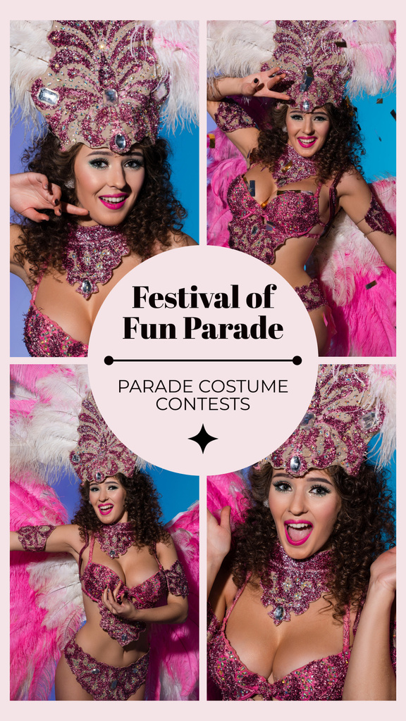 Designvorlage Festival Of Fun Parade With Costumes Contests Announcement für Instagram Story
