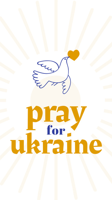 Designvorlage Pray for Ukraine Image with Dove für Instagram Story