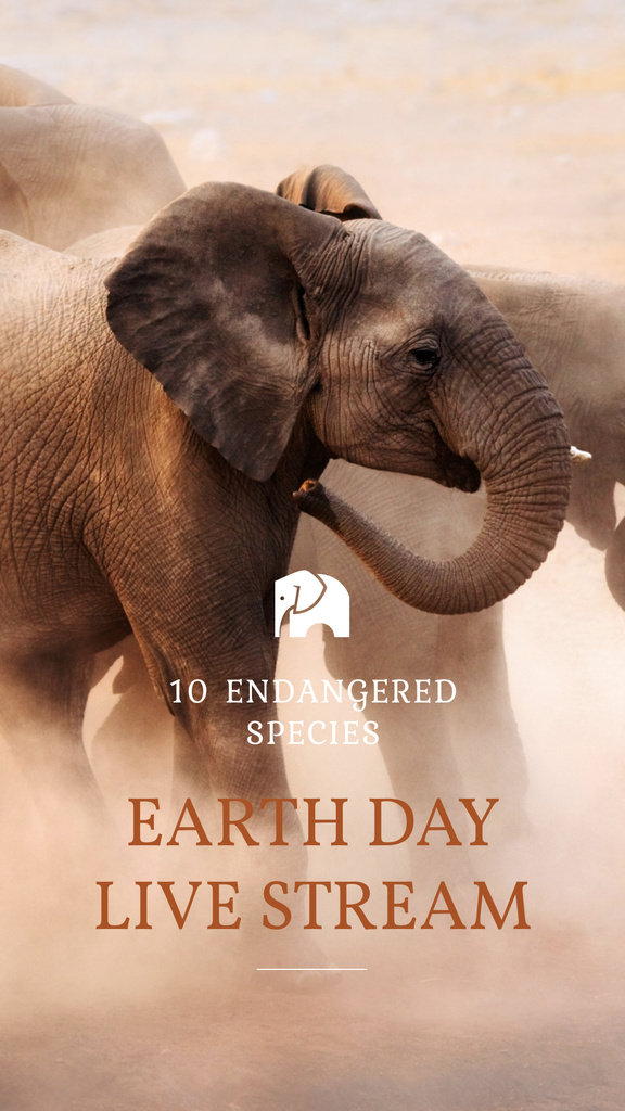 Designvorlage Earth Day Live Stream Ad with Elephants für Instagram Story