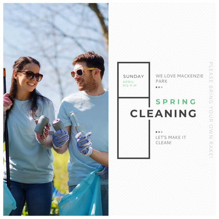 Plantilla de diseño de Voluntarios de eventos ecológicos recolectando basura Instagram AD 