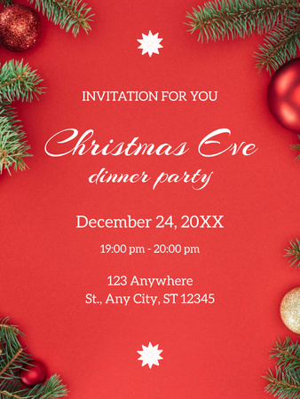 Christmas Celebration with Holiday Decoration in Red Poster US Design Template