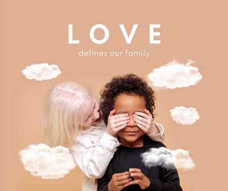 Designvorlage Cute little Multiracial Kids für Facebook
