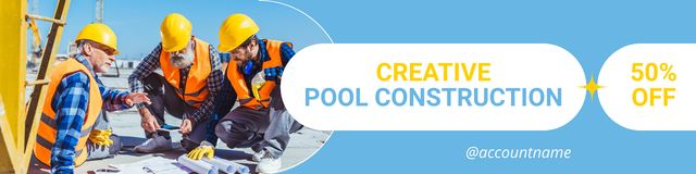 Creative Design of Swimming Pools LinkedIn Cover Design Template