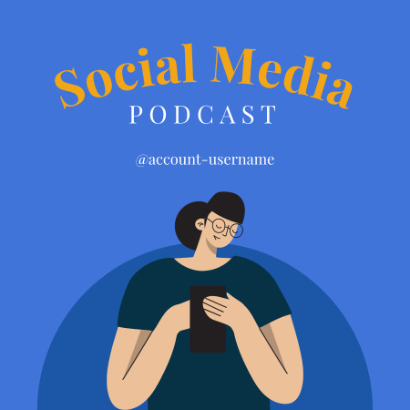 Ontwerpsjabloon van Podcast Cover van Speciale aflevering met meisje met bril