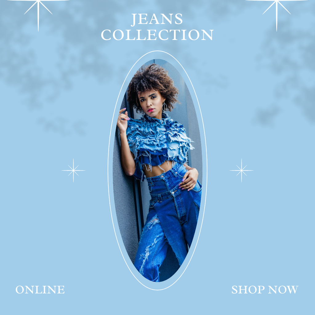 Teen's Collection Template With Blue Color Instagramデザインテンプレート