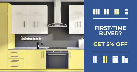 Ontwerpsjabloon van Facebook AD van keuken winkel verkoop modern home interior