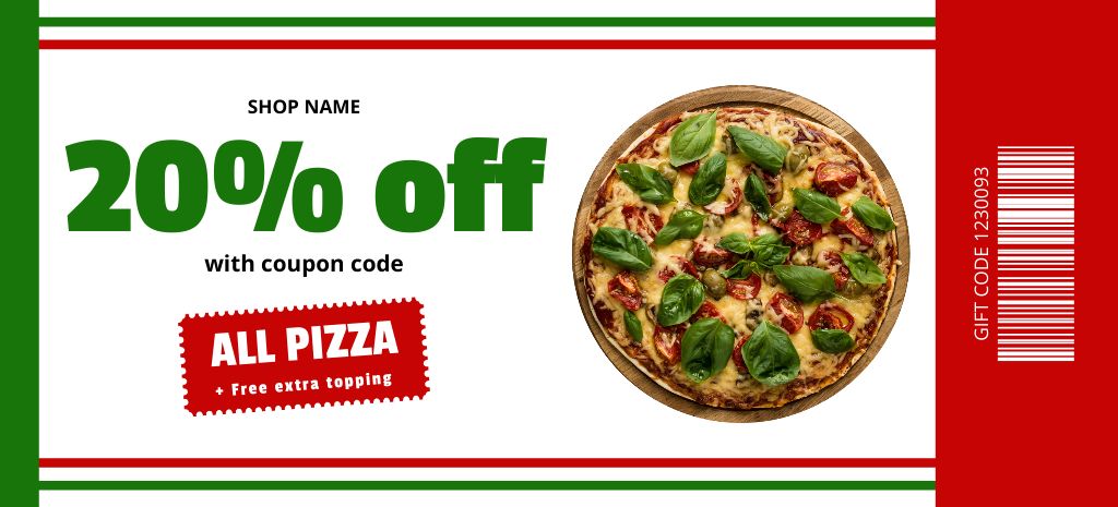 All Pizza Discount Voucher Offer Coupon 3.75x8.25in Design Template