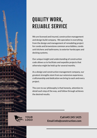 Quality Construction Services Letterhead Design Template