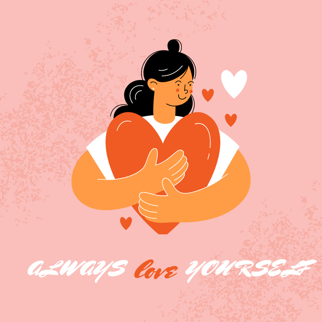 Designvorlage Girl Power Inspiration with Woman holding Heart für Instagram