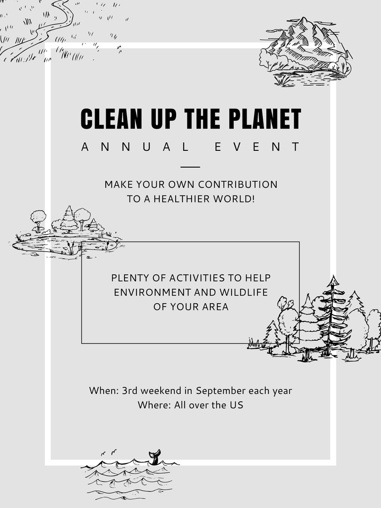 Plantilla de diseño de Clean up the Planet Annual event Poster US 