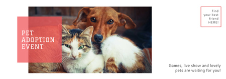 Platilla de diseño Pet Adoption Event Dog and Cat Hugging Tumblr