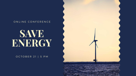 Ontwerpsjabloon van FB event cover van ecologie online conferentie met windturbine