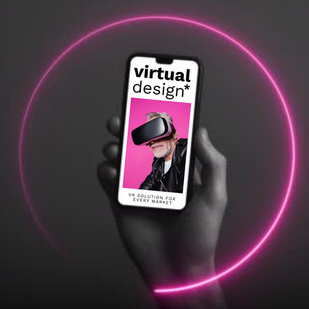 Man in Virtual Reality Glasses Animated Post Design Template