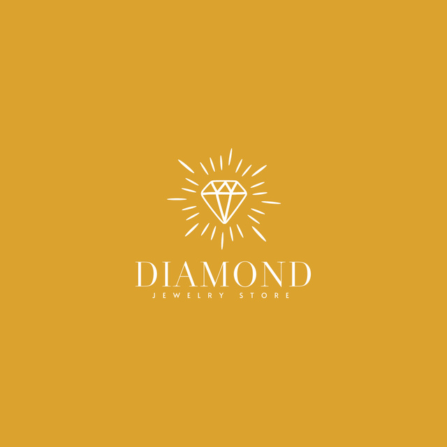 Template di design Jewelry Ad with Diamond in Yellow Logo 1080x1080px