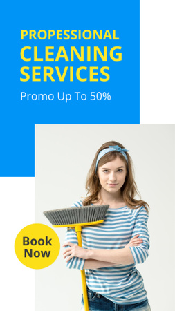 Cleaning Services Discount Offer Instagram Video Story Modelo de Design