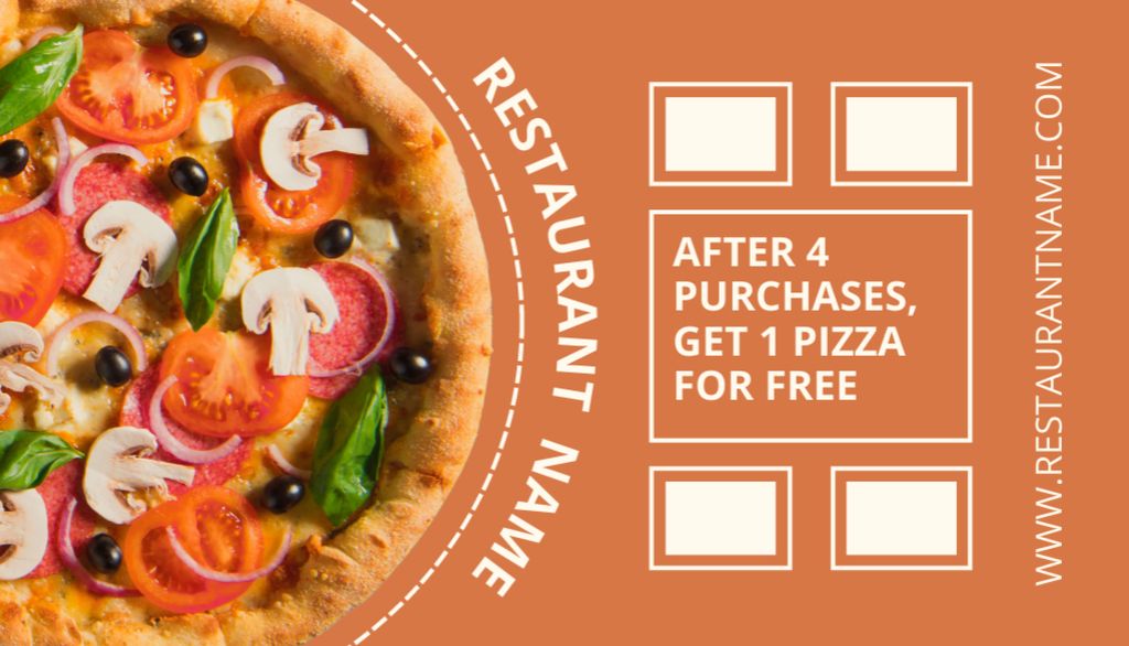 Plantilla de diseño de Discount on Pizza on Beige Layout Business Card US 