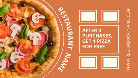 Platilla de diseño Discount on Pizza Beige Business Card US