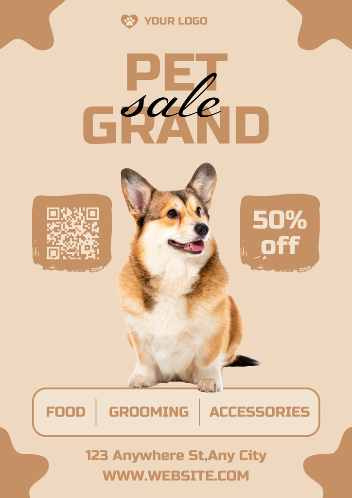 Grand Sale of Pet Goods Poster Design Template