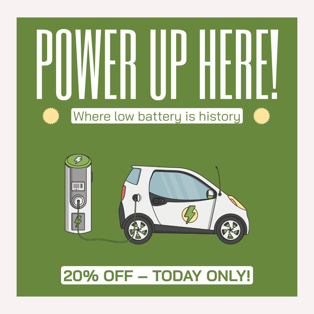 Discount on Electric Car Charging Instagram AD tervezősablon
