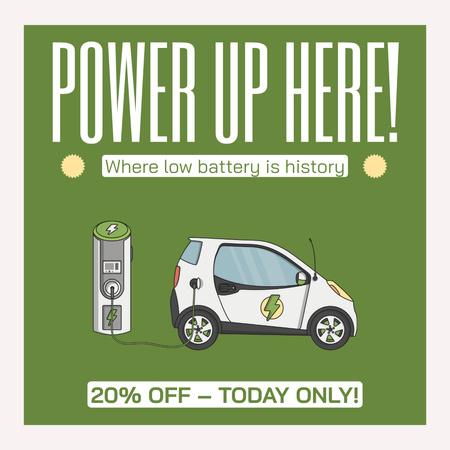 Discount on Electric Car Charging Instagram AD Design Template